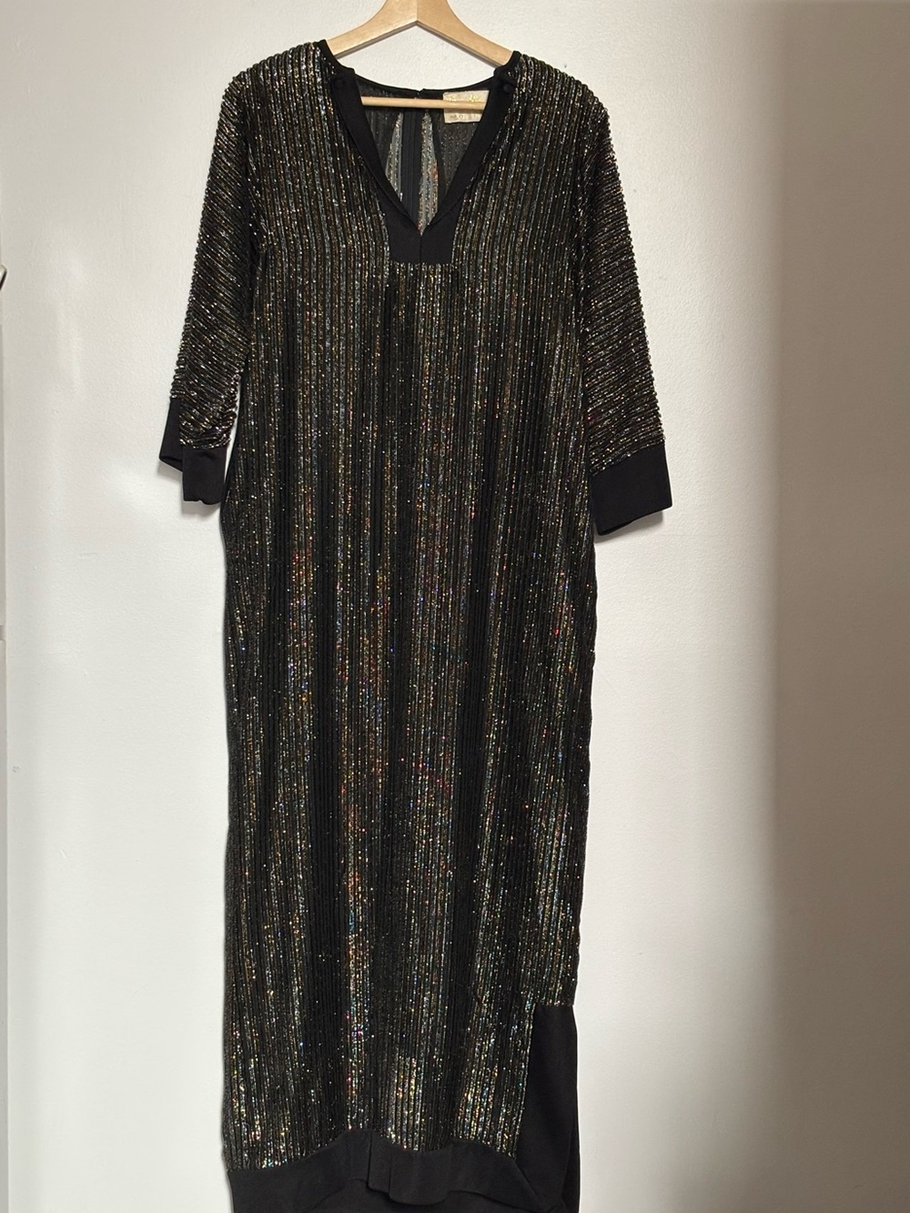 Sublime, glittering vintage Claire Haddad Kaftan maxi dress, c.1970s